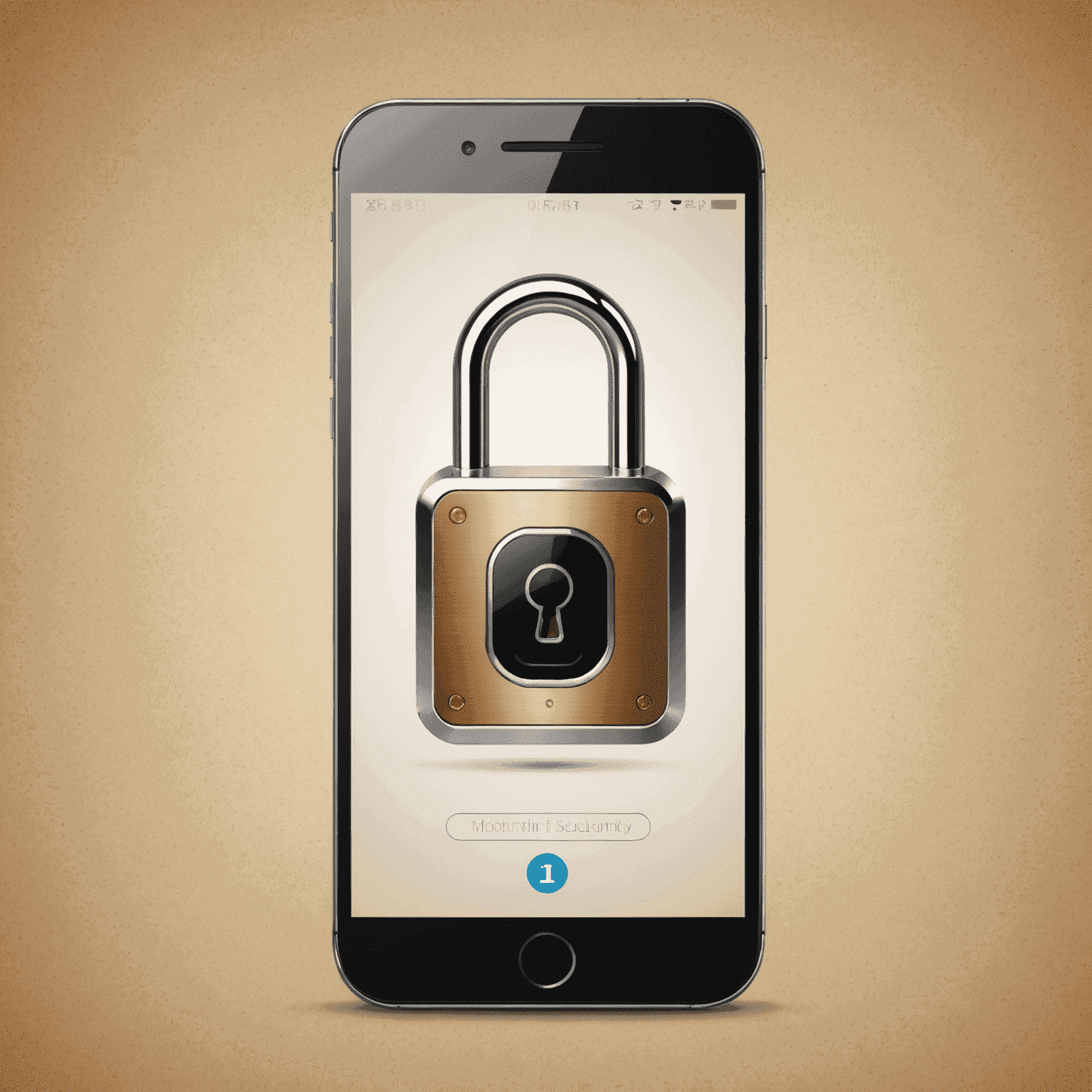 A smartphone with a digital lock icon, representing mobile security measures